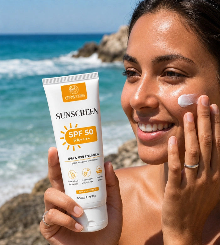 Glowvedda Sunveil Spf 50 pa++++ - Ultra Light Daily Sunscreen + Moisturizer
